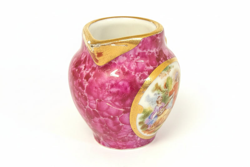 Miniature Limoges Porcelain Creamer  with Courting Couple Reserve|286907864123