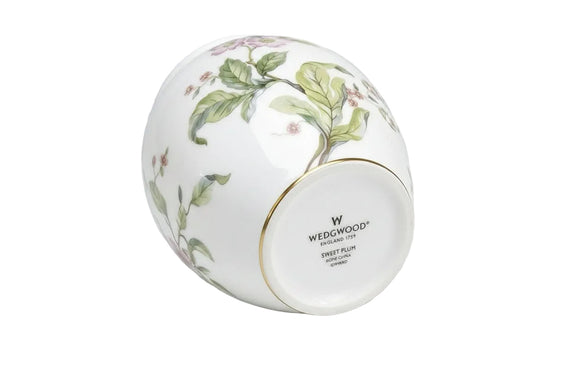 Wedgwood Sweet Plum Vase Fine Bone China Scalloped Rim Floral Gold Trim England|286889395179