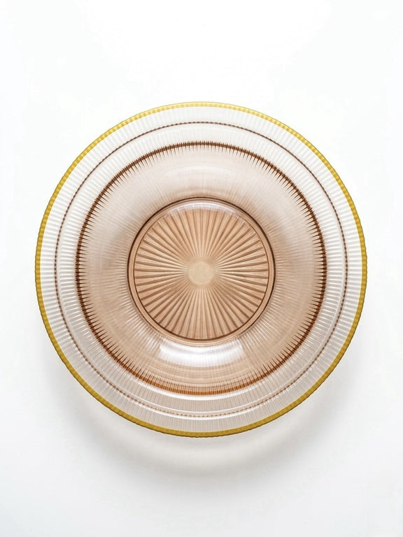 Art Deco Pink Depression Glass Bowl Gold Trim Ribbed Starburst|287256988698