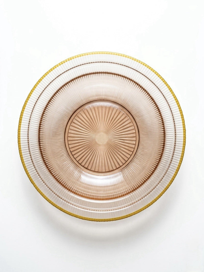 Art Deco Pink Depression Glass Bowl Gold Trim Ribbed Starburst|287256988698