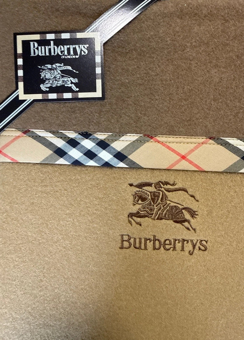 VINTAGE Burberrys of London 100% WOOL Blanket Throw Nova Check Tan Box NISHIKAWA|286968593202