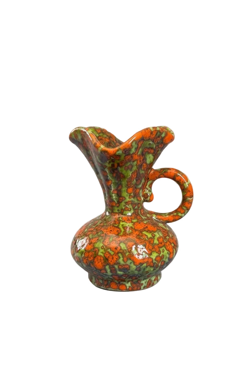 RARE Mid-Century West German Pottery Jug Fat Lava Speckled Glaze 1970s|286911214814