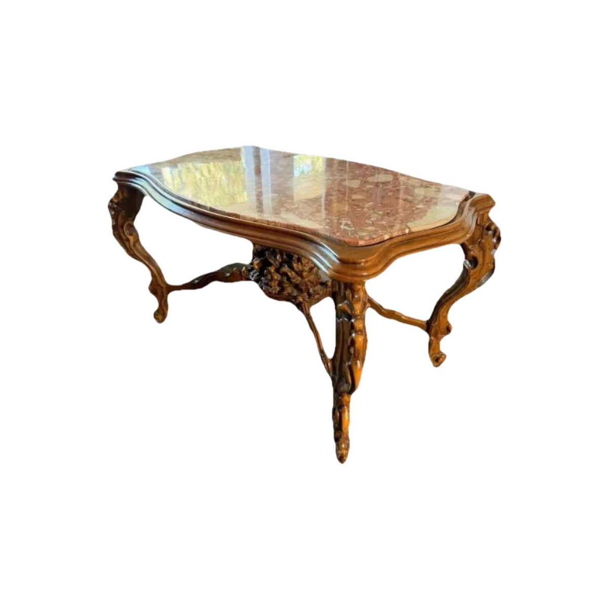 Louis XV Style Carved Wood  Marble Table|286886004985