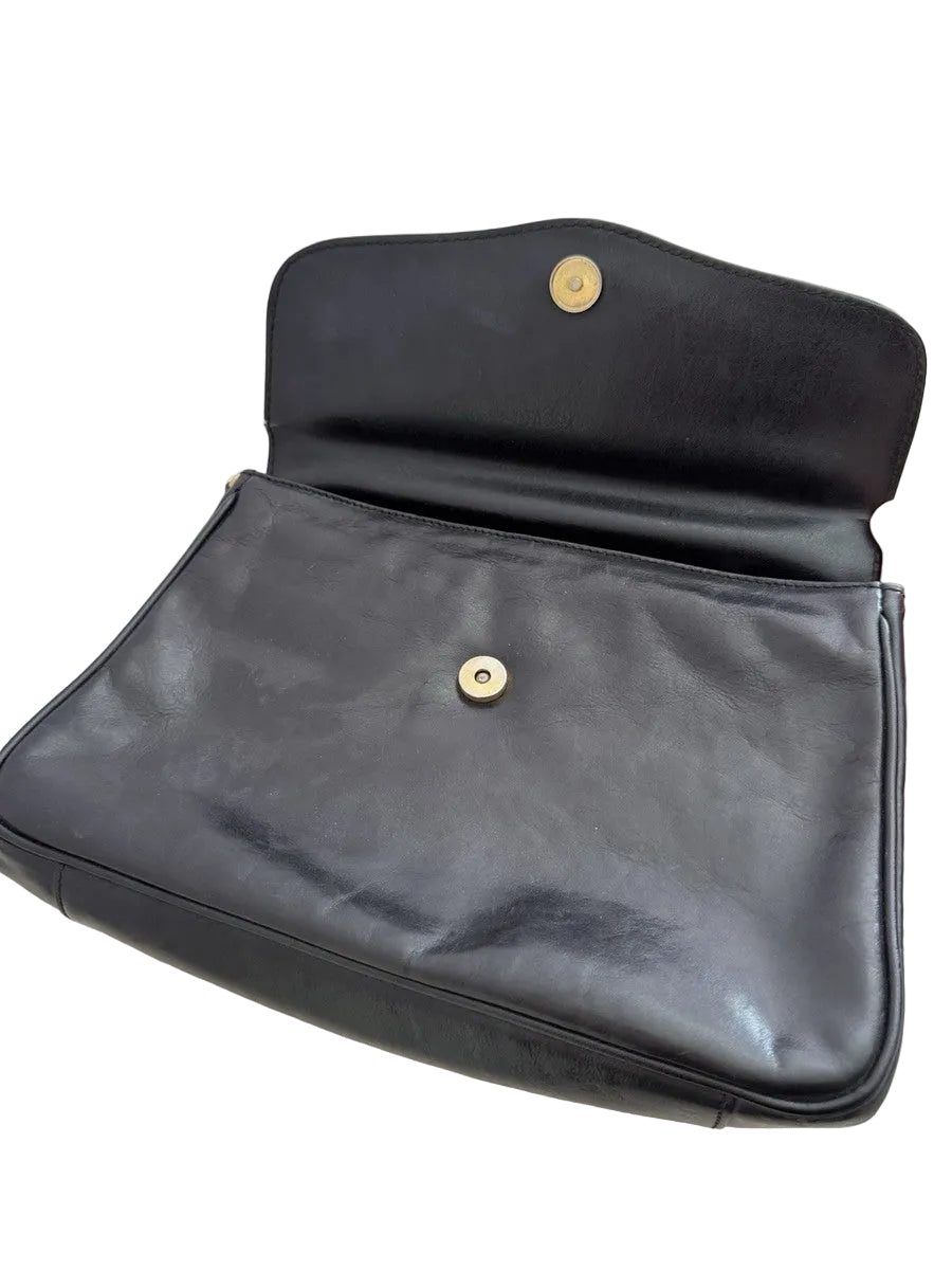 VINTAGE GISONDI COLLECTION Black Genuine ITALIAN LEATHER Top Handle Bag|286928467109