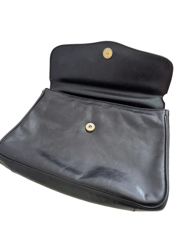 VINTAGE GISONDI COLLECTION Black Genuine ITALIAN LEATHER Top Handle Bag|286928467109