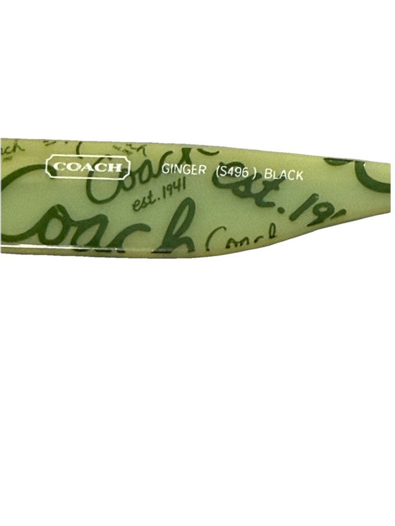 Authentic COACH Ginger S496 Sunglasses - Black & Green Script - Oversized Y2K|287170237056