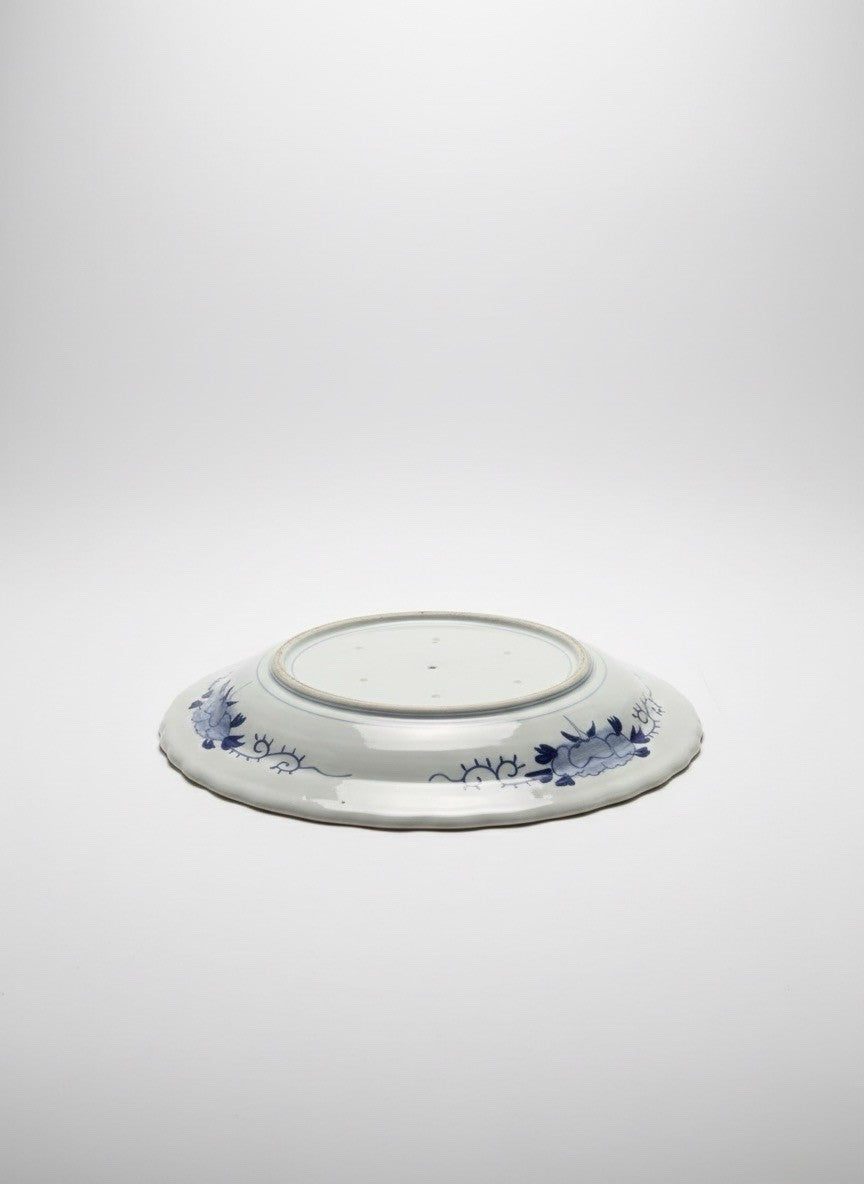 Antique 18thC Japanese Arita Ko-Imari Blue & White Porcelain Scalloped Plate|286956552417