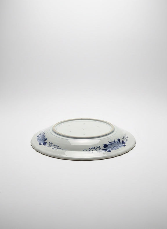 Antique 18thC Japanese Arita Ko-Imari Blue & White Porcelain Scalloped Plate|286956552417