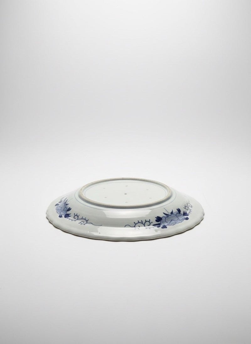Antique 18thC Japanese Arita Ko-Imari Blue & White Porcelain Scalloped Plate|286956552417