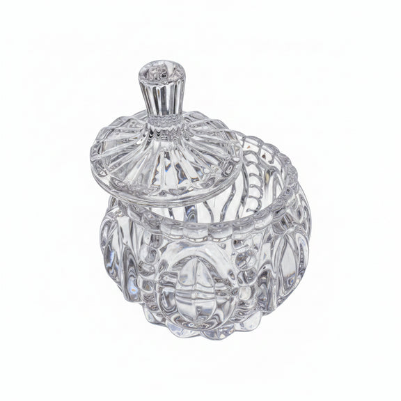 Vintage Clear Pressed Glass Covered Dish/Candy Jar |286911187290