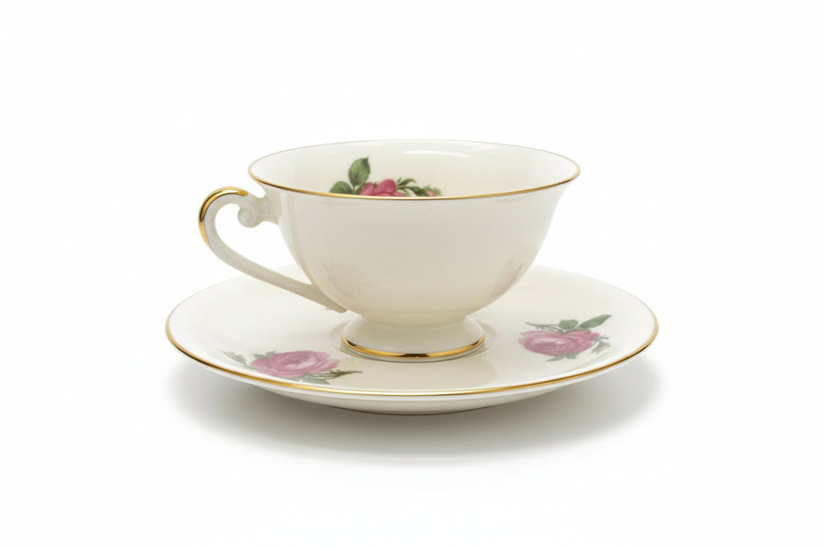 Vintage Alka Bavaria Germany Teacup and Saucer Set - Pink Roses Floral Gold Trim|286989902956