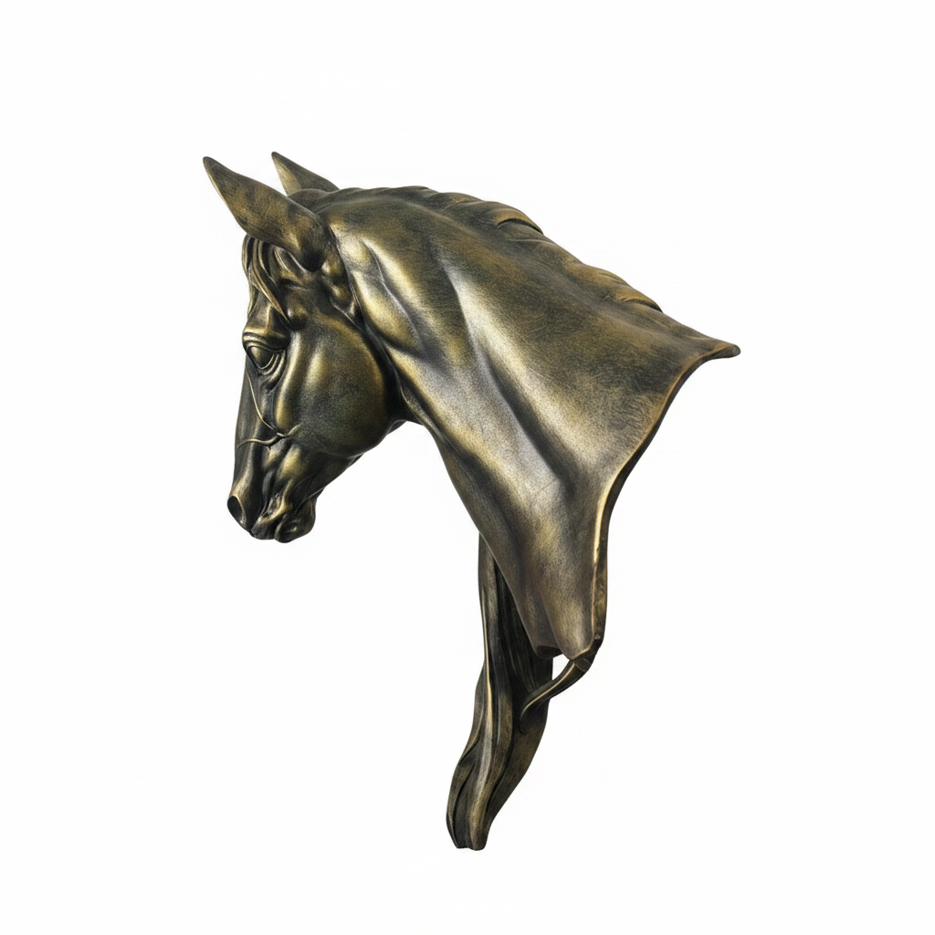 Stunning Bronze-Finish Horse Head Bust Sculpture|286887875666