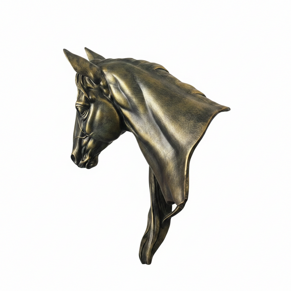 Stunning Bronze-Finish Horse Head Bust Sculpture|286887875666