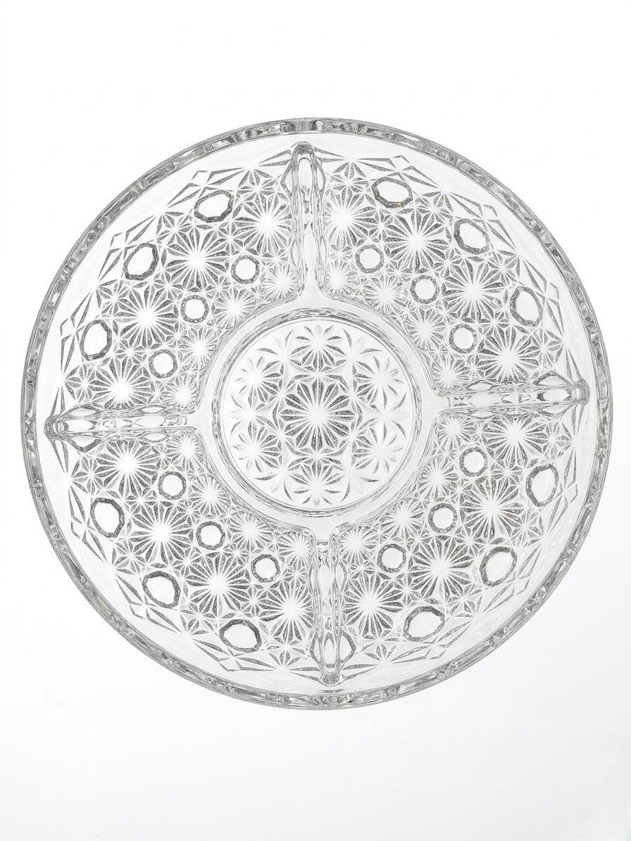 Vintage Pressed Glass 5 Section Relish Tray Diamond Pattern|287257299533