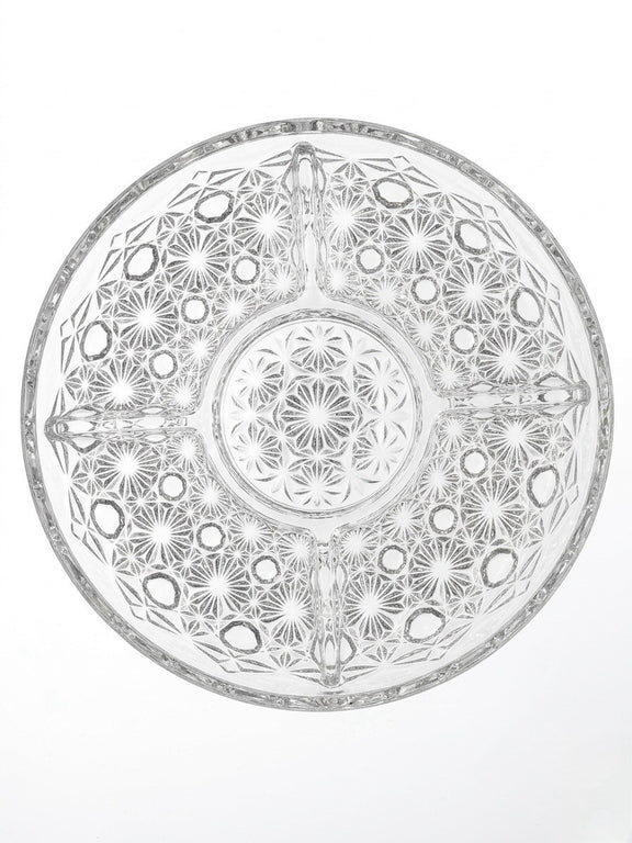 Vintage Pressed Glass 5 Section Relish Tray Diamond Pattern|287257299533