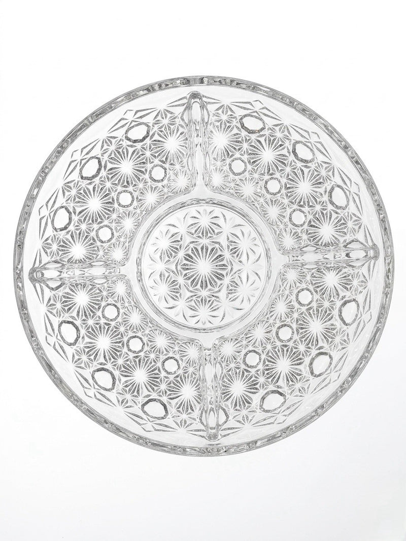 Vintage Pressed Glass 5 Section Relish Tray Diamond Pattern|287257299533