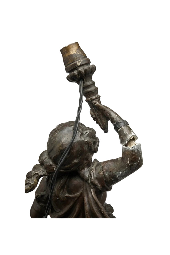 Antique Art Nouveau Spelter Lamp "Le Temps des Roses"by Auguste Moreau (c. 1900)|286964527572