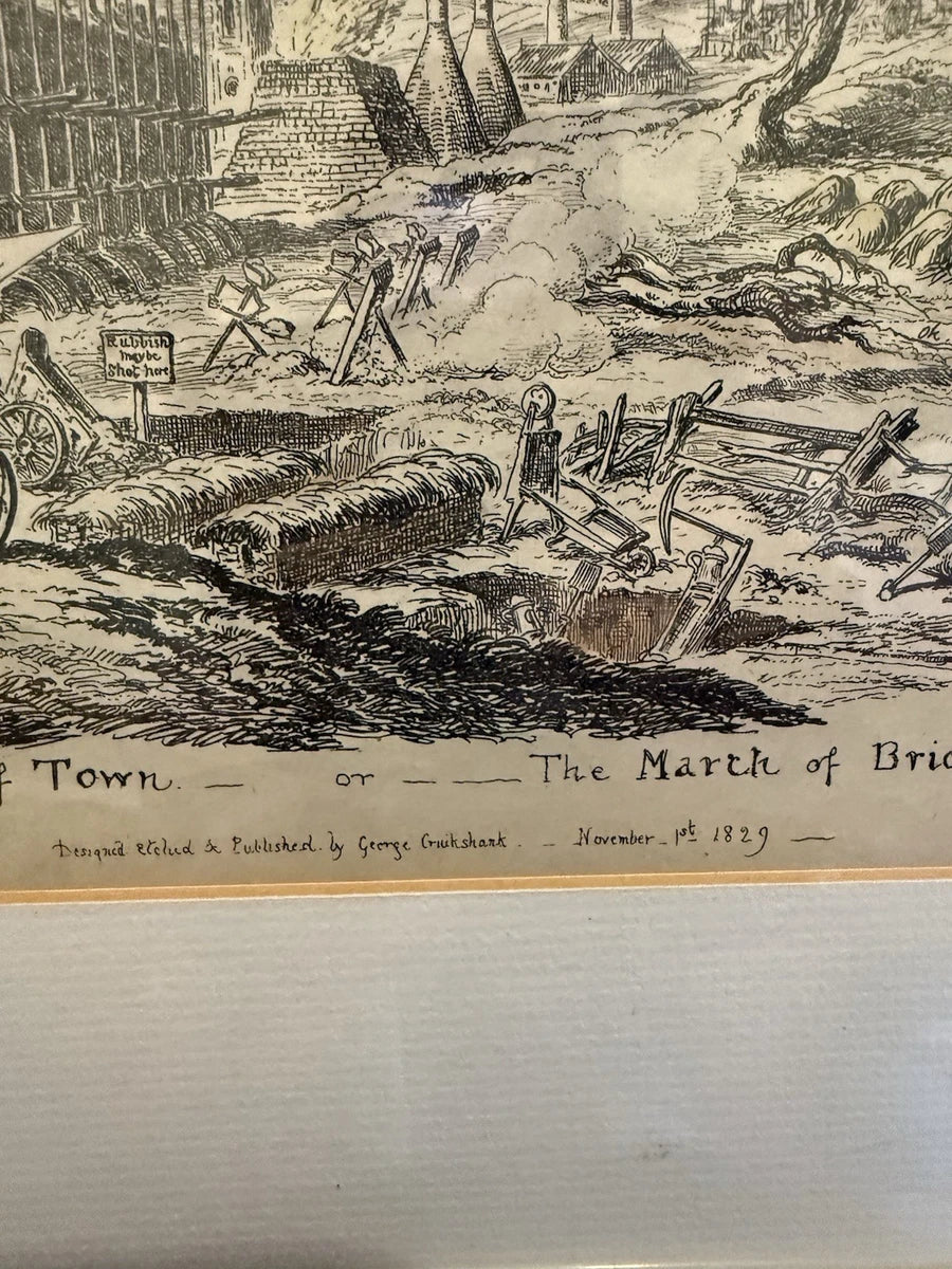 Rare George Cruikshank 1829 Satirical Print: "London Going Out of Town|286970263914