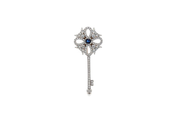 Triple Layered 18k White Gold Vermeil With 1.00Ct Sapphire Key|286915243490