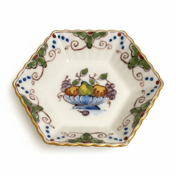 Vintage Royal Tichelaar Makkum Hexagonal Dish Hand Painted Dutch Polychrome|286873444366