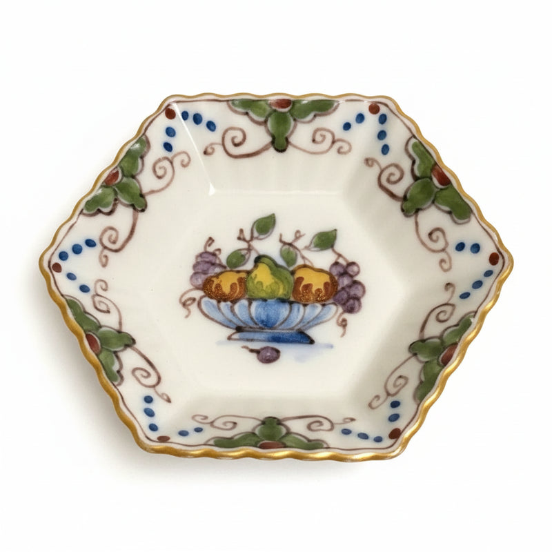 Vintage Royal Tichelaar Makkum Hexagonal Dish Hand Painted Dutch Polychrome|286873444366