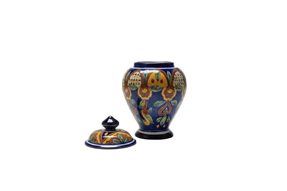 Vibrant Mexican Talavera Style Cobalt Blue Ceramic Ginger Jar Urn Hand Painted|286961166206