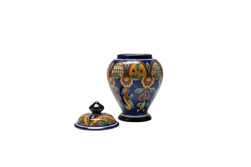 Vibrant Mexican Talavera Style Cobalt Blue Ceramic Ginger Jar Urn Hand Painted|286961166206