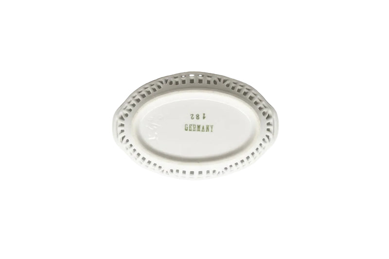 Antique Made In Germany Porcelain Trinket Dish - Hand Painted Floral Gold Trim|287099643245