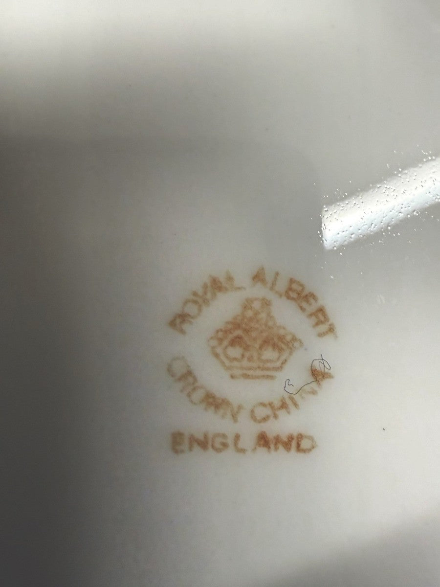 VINTAGE Royal Albert CROWN CHINA Saucer Black Gold Orange Green C. 1917-1935|286881620434