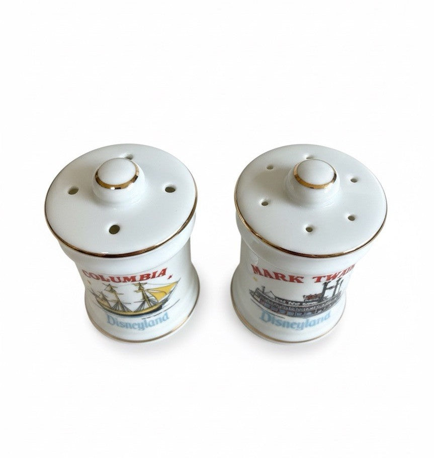 Vintage Disneyland Salt & Pepper Shakers Mark Twain Riverboat & Columbia Ship|286989925590