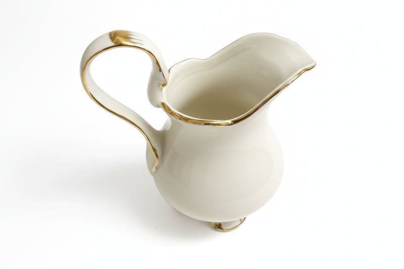Trent & Dunne Homewares Elegant Cream Ceramic Tea Set 9pc Service With Gold Trim|286993012932