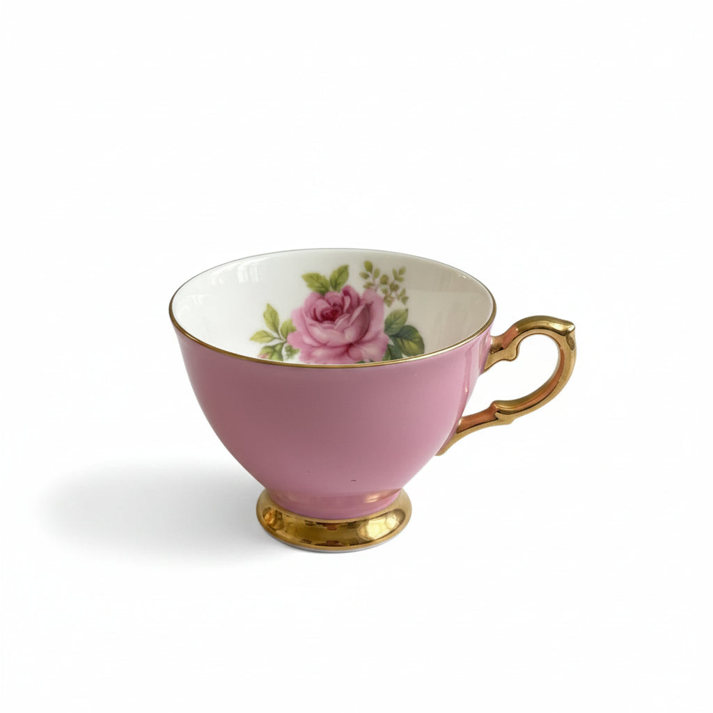 Vintage Saji Japan Tea Trio Cup Saucer Plate | Pink Rose Floral Gold Trim 10278|286882877887