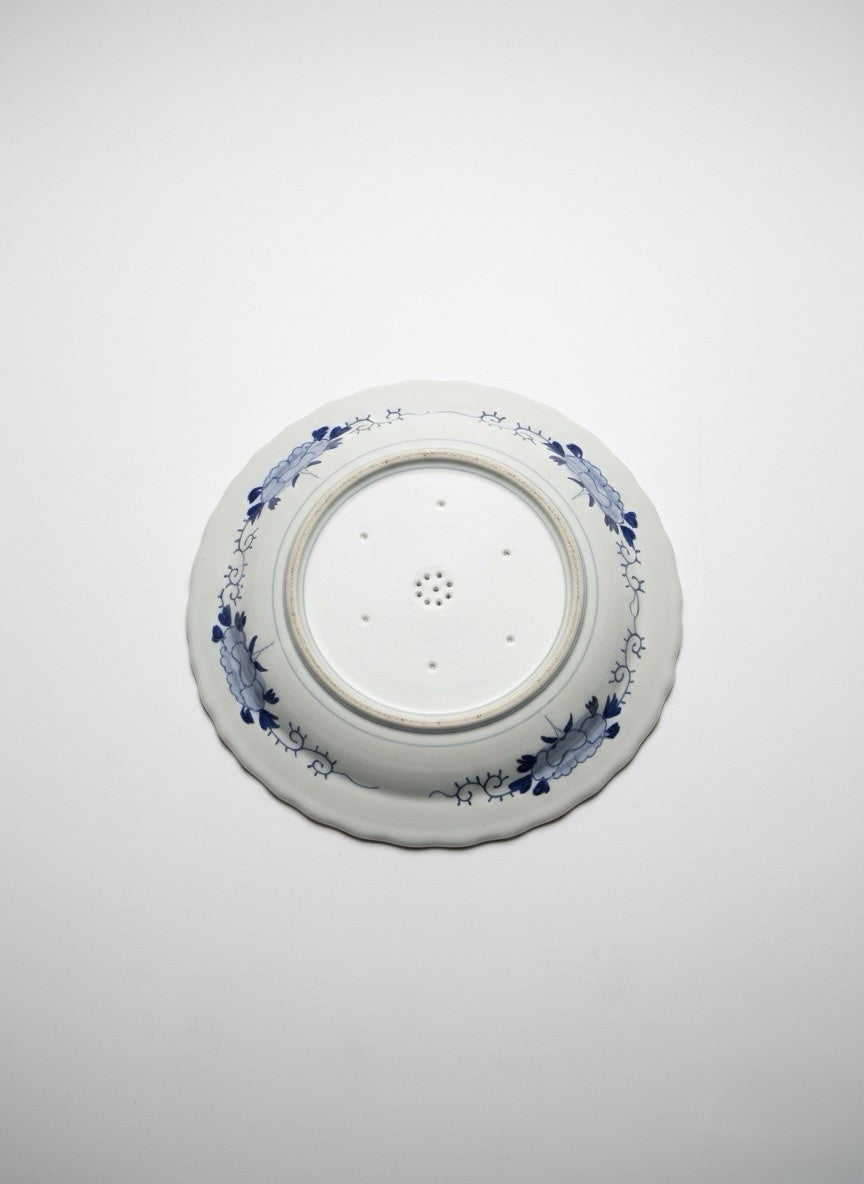 Antique 18thC Japanese Arita Ko-Imari Blue & White Porcelain Scalloped Plate|286956552417