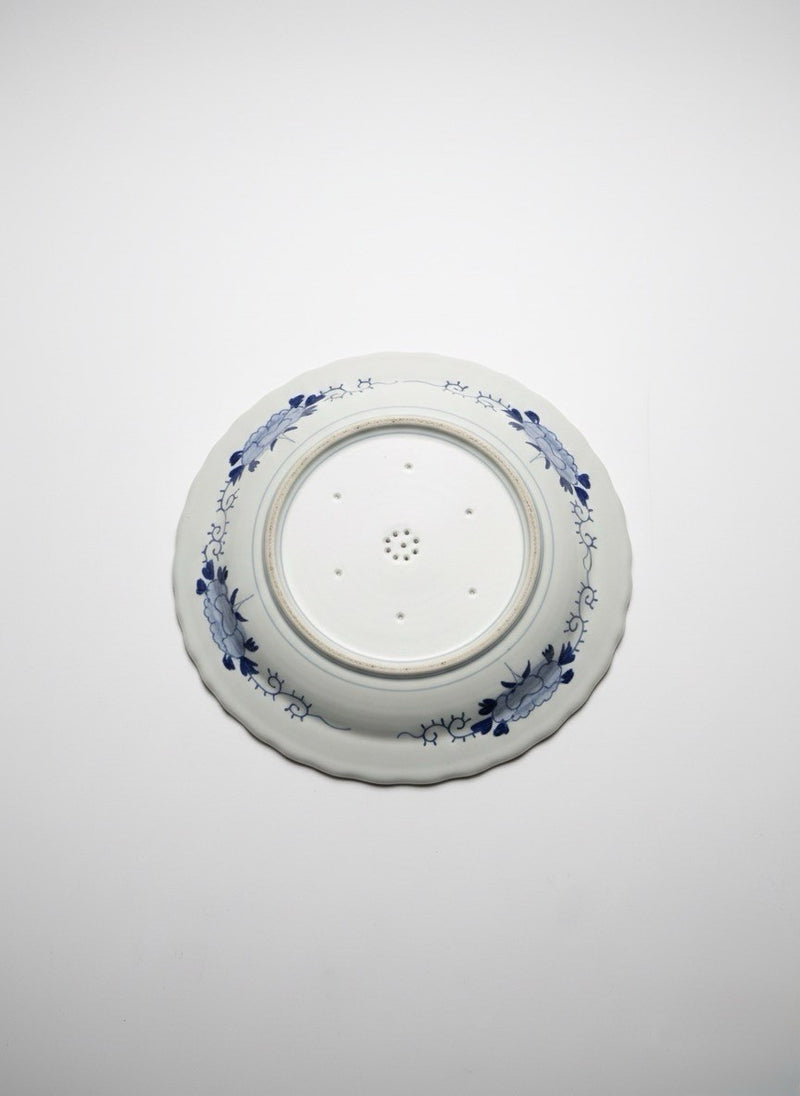 Antique 18thC Japanese Arita Ko-Imari Blue & White Porcelain Scalloped Plate|286956552417