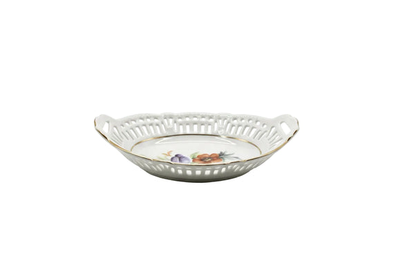 Antique Made In Germany Porcelain Trinket Dish - Hand Painted Floral Gold Trim|287099643245