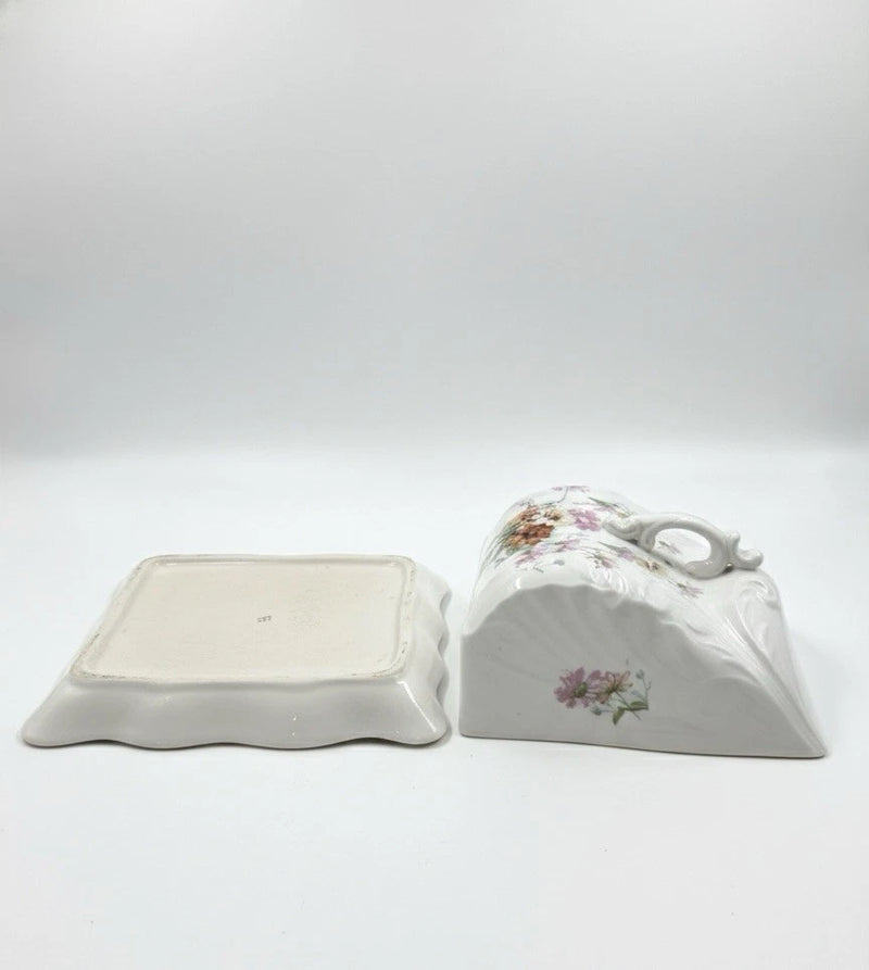 Antique Porcelain Cheese Dome & Plate Pattern 227 - Hand Painted Floral|287094953890