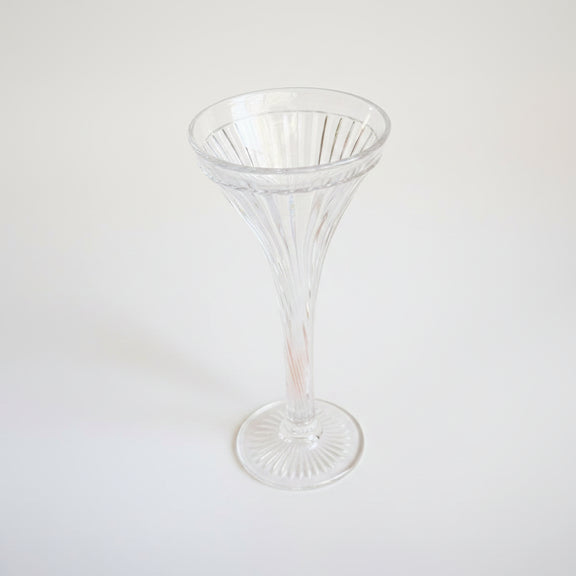 Vintage Clear Pressed Glass Trumpet Vase Ribbed Swirl Fluted|286911112108