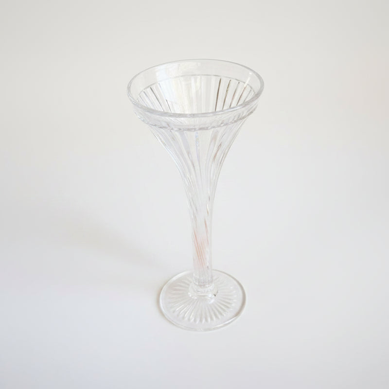 Vintage Clear Pressed Glass Trumpet Vase Ribbed Swirl Fluted|286911112108