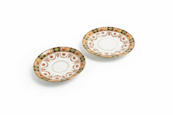 VINTAGE Royal Albert CROWN CHINA Saucer Black Gold Orange Green C. 1917-1935|286881620434