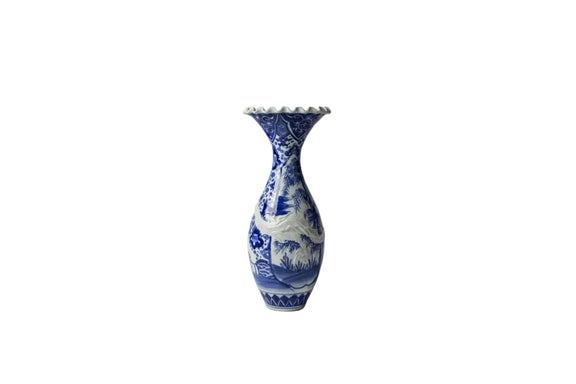 Monumental Meiji 42cm Blue & White Porcelain Dragon Vase - Japanese Export Ware|286997161350