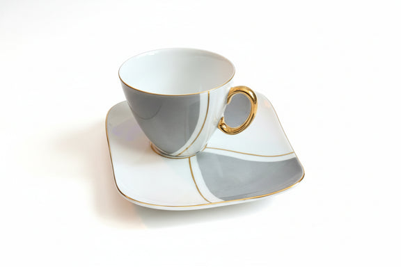 Japan Vintage St Clair Opalescent White & Grey Cup And Saucer|286894389237