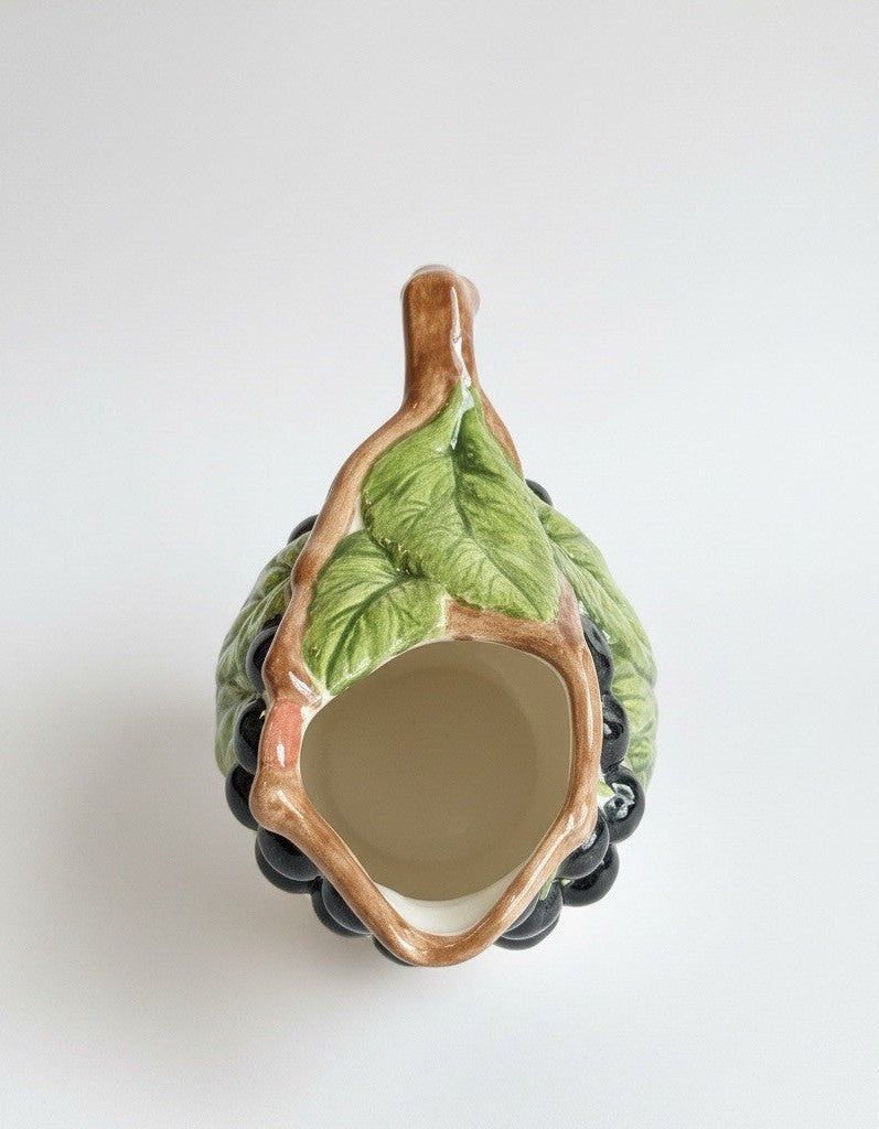 Vintage Majolica Style Pitcher - Hand Painted Cherry & Blackberry Relief|287116234322