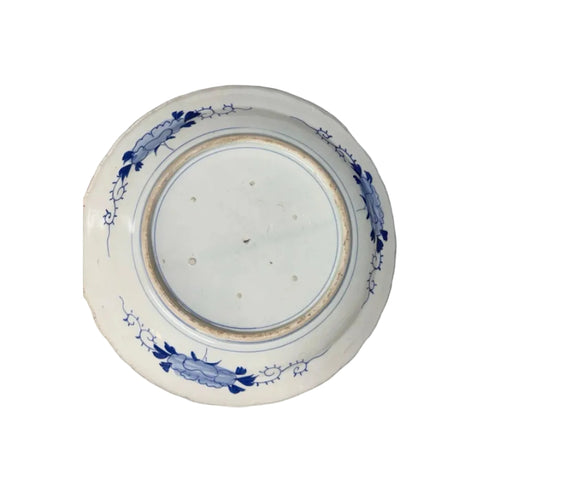 Antique 18thC Japanese Arita Ko-Imari Blue & White Porcelain Scalloped Plate|286956552417