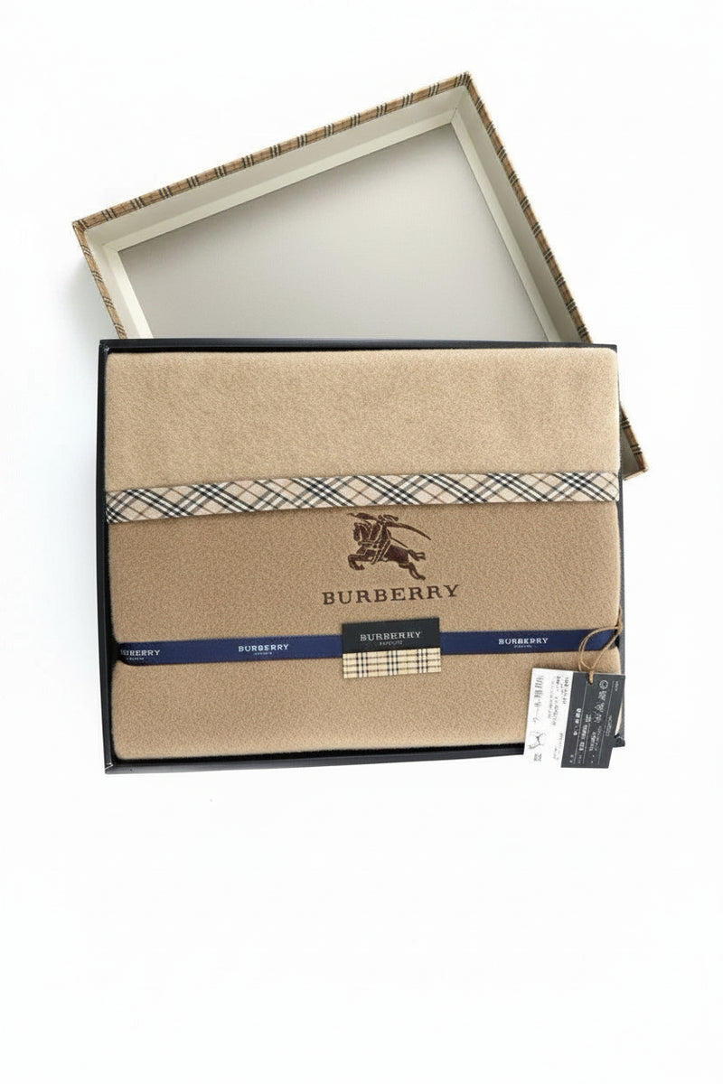 Rare Burberry London Wool Blanket Throw Tokyo Nishikawa Camel Boxed|286968588073