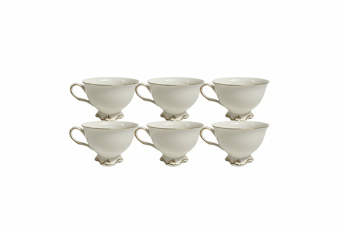 Trent & Dunne Homewares Elegant Cream Ceramic Tea Set 9pc Service With Gold Trim|286993012932