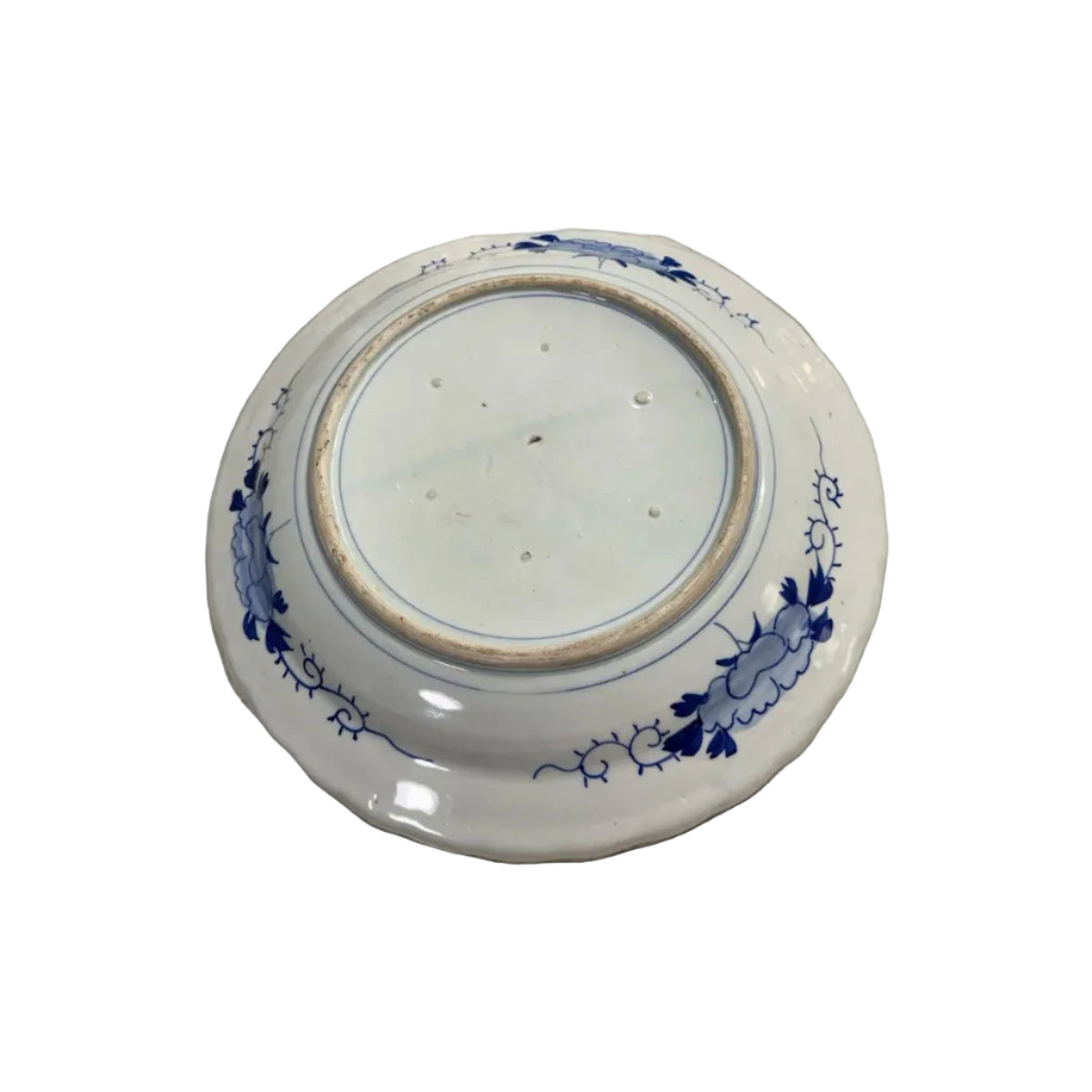 Antique 18thC Japanese Arita Ko-Imari Blue & White Porcelain Scalloped Plate|286956552417