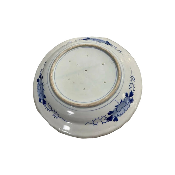 Antique 18thC Japanese Arita Ko-Imari Blue & White Porcelain Scalloped Plate|286956552417