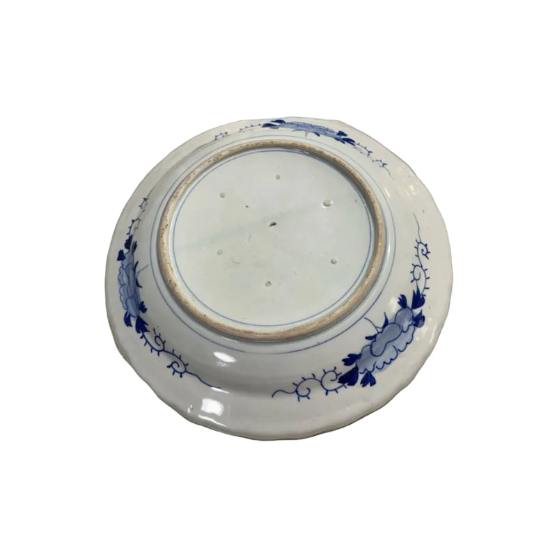 Antique 18thC Japanese Arita Ko-Imari Blue & White Porcelain Scalloped Plate|286956552417