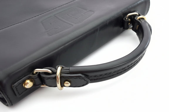 VINTAGE GISONDI COLLECTION Black Genuine ITALIAN LEATHER Top Handle Bag|286928467109
