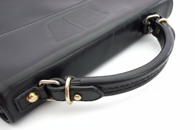 VINTAGE GISONDI COLLECTION Black Genuine ITALIAN LEATHER Top Handle Bag|286928467109